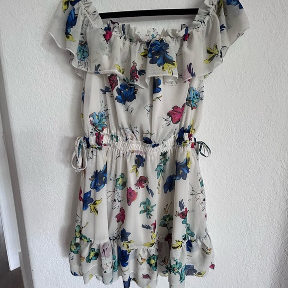 📚DROP⬇️ HOUSE OF HARLOW 1960 • White Ruffle Floral Dress • sz M - Picture 2 of 7